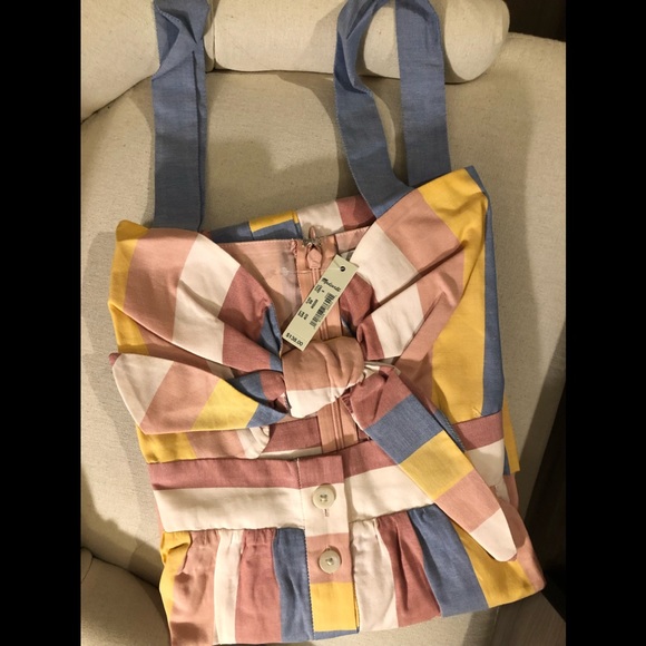 NWT Madewell Tie-Front Cutout Stripe Dress - Picture 4 of 4